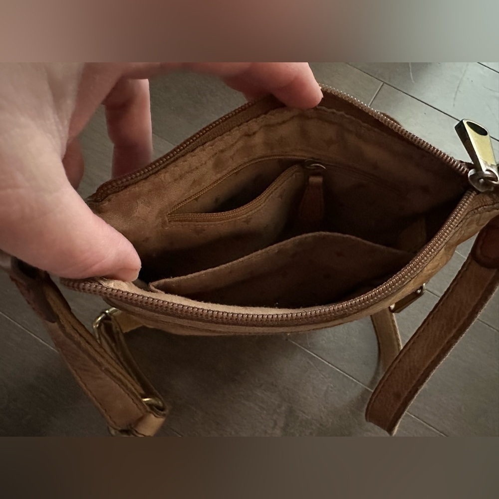 Fossil Explorer Tan Leather Cross Body Bag Multipocket - Picture 3 of 6
